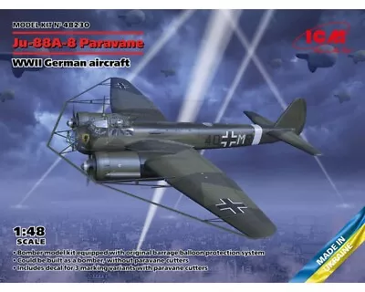 ICM 48230 Junkers Ju-88A-8 Paravane WWII German aircraft 1:48 modellismo - Immagine 1 di 4