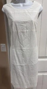 ANNE KLEIN WEISSES BAUMWOLLKLEID Ösen SCHEIDE GRÖSSE 10 - Bild 1 von 16