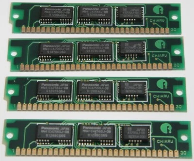 PANASONIC 1MB Memory Kit. 4x 256KB 30-pin RAM 60ns SIMM. Made in Japan Gold pins - Image 1 of 3