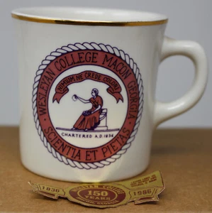 Wesleyan College Macon GA coffee mug Limited Ed. 114/144 150 Years Hom Laughlin - Picture 1 of 10