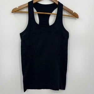 Lululemon Active Tank Top Women's 4 Black Racerback Logo Running Pullover Floral - Picture 1 of 9