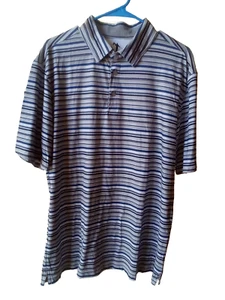 ANDERSON ORD Mens L LARGE Polo Golf Shirt Polyester Stretch Blue Gray White - Picture 1 of 8