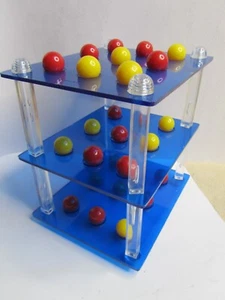 Vintage 1970 3D Tic Tac Toe Game Complete Acrylic Board & Marbles HTF Dutch Inst - Picture 1 of 8