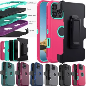 For Apple iPhone 16 Pro Max 16 Plus Shockproof Hard Case Cover Belt Clip Holster - Picture 1 of 54