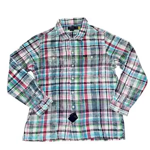 Polo Ralph Lauren uomo multicolore vestibilità classica sbiancata plaid flanella taglia M - Foto 1 di 9