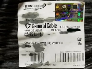 Cable Ethernet industrial General GCR1404 23/4P Cat5E UTP CMX negro/100 pies - Imagen 1 de 12