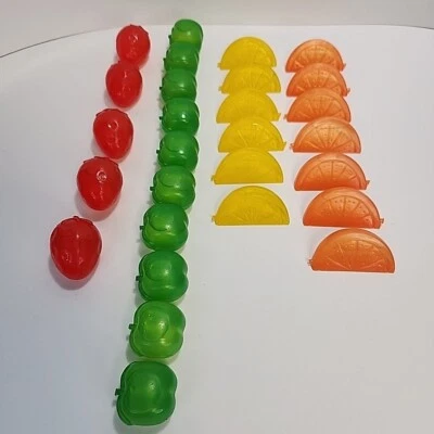 lot of 28 vintage, Plastic Reusable Fruit Ice Cubes Coolers Refreeze Mix Fruit  - Image 1 of 4