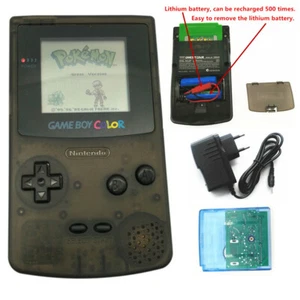 Clear Black Rechargeable Nintendo Game Boy Color Console System+ Card + Charger - Picture 1 of 8