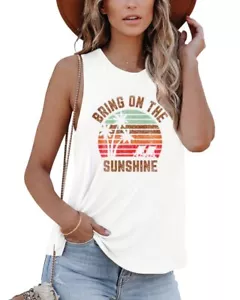 Chriselda Womens T-Shirts Graphic Tank Tops SMALL Summer Sleeveless Casual - Picture 1 of 9