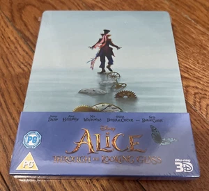 Disney Alice Through The Looking Glass 3D 2-Discs Bluray UK Steelbook NEW - Picture 1 of 3