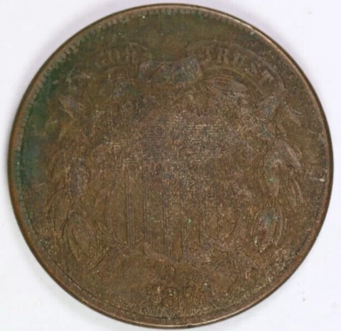 1871 2C 2 Cent Piece Circulated US Coin Cover