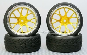 RC Car 1/10 STREET Wheels 6MM Offset GOLD Web Chrome LIP *4pcs* - Picture 1 of 4