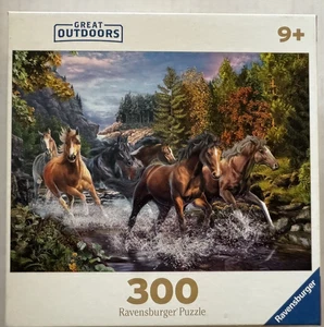 Rompecabezas Ravensburger RUSHING RIVER HORSES 2020 Edad 9+ 300 Piezas - Imagen 1 de 4