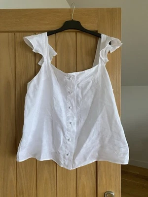 M&S White Linen Top 16 - Image 1 of 3