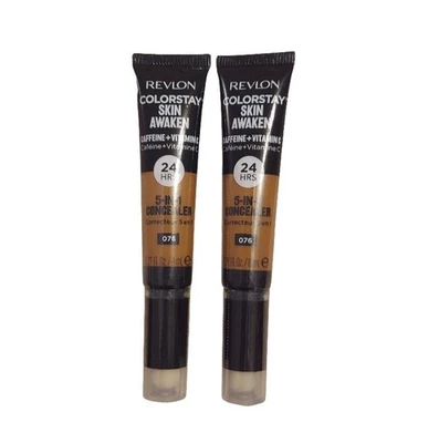 Lote de 2 correctores Revlon Colorstay Skin Awaken 5 en 1 24H a tono 076 caramelo Foto 1 de 4