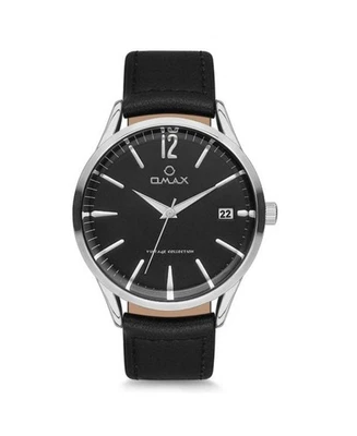 Reloj informal de cuarzo analógico para hombre OMAX clásico vestido esfera negra impermeable redondo 42 Foto 1 de 4