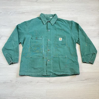 Vintage Rare Carhartt CU1058 Jacket Cactus Green Unlined Mens Union Made 1993 - Image 1 of 4