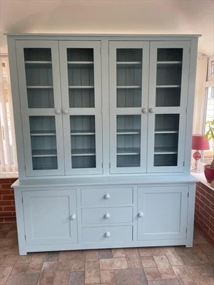 BUCKINGHAM ALL PAINTED LARGE GLAZED 4 DOOR LIBRARY UNIT- BESPOKE- F&B PARMA GRAY - Image 1 of 2
