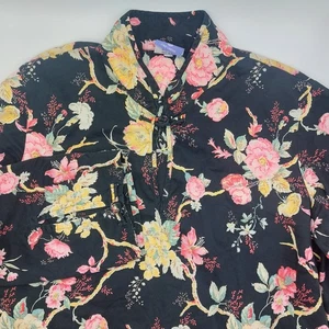 Pigiama donna tunica media Pine Cone Hill lino fine ispirazione asiatica floreale - Foto 1 di 9