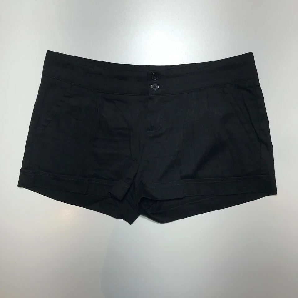 Pantalones Cortos Delia's Juniors 7/8 Tiro Bajo Mini Chino Negro Plisado Puño Delantero Y2K EE. UU. Foto 1 de 4