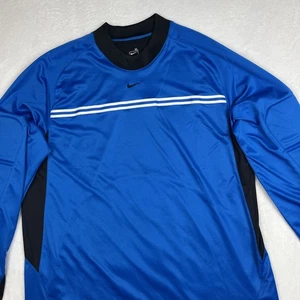 Camiseta deportiva de portero de fútbol vintage NIKE XL acolchada central Swoosh azul negra Y2k - Imagen 1 de 16