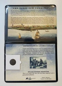 First New York Penny Dutch VOC Copper Duit Coin 1700s Folder Album w/ COA - Picture 1 of 5
