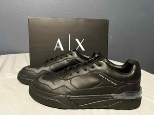 ARMANI EXCHANGE Low Top Leather Black Sneaker Trainer SIZE 12 US - Picture 1 of 6