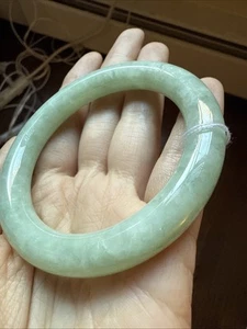 55 Mm Untreated Genuine Burmese jadeite bangle Grade A 純天然翡翠A貨 果綠圓條 Certified - Picture 1 of 20