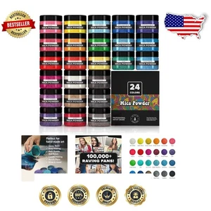 24 Vibrant Mica Pigment Powders for Epoxy, Candles & Soap Making - 10 oz - Picture 1 of 11