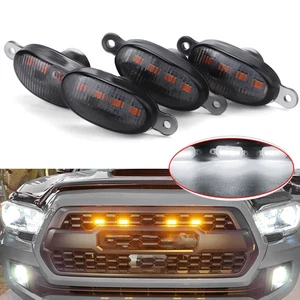 Luz de rejilla delantera LED de humo 4 piezas blanco ámbar funcionando para Ford F-150 estilo Raptor - Imagen 1 de 14