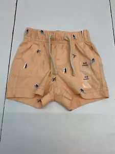 Gap Baby Boy 3-6 Months Shorts Orange With Surfers - Picture 1 of 6