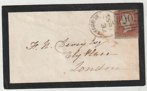 1855 STAFFS - WOLVERHAMPTON SPOON POSTMARK 1d STAR MOURNIMNG COVER TO LONDON - Picture 1 of 3