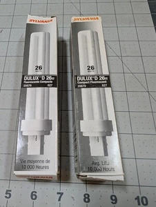 New 2-pack lot Sylvania 20679 827 Dulux D 26 Watt Compact Light Bulb CF18DD ECO - Picture 1 of 6