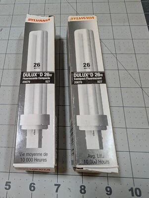 New 2-pack lot Sylvania 20679 827 Dulux D 26 Watt Compact Light Bulb CF18DD ECO - Image 1 of 4