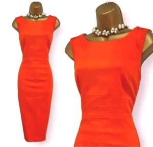 Vestido Karen Millen Naranja Rojo Texturizado Algodón Moveble Lápiz Ocasión Reino Unido 16 - Imagen 1 de 14