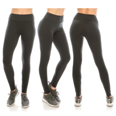 Women's Comfort Stretch Soft Solid 3" High Waist Band Active Yoga Pants Leggings - Image 1 of 3