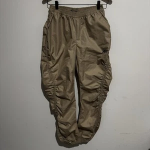 Reebok Cardi B Woven Women's Casual Beige/Tan Track pants Ruched leg Size S - Picture 1 of 11