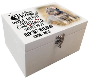 Urna personalizada para cenizas de mascotas, urna/ataúd de madera blanca, gato, urna fotográfica perro. - Imagen 1 de 17