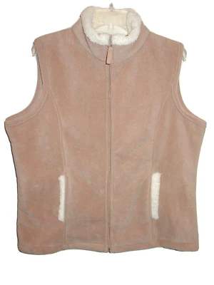 Chaleco polar JANE ASHLEY para mujer grande beige/blanco forrado sherpa bolsillos con cremallera completa Foto 1 de 3