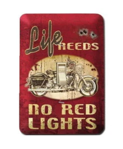 LIFE NEEDS NO RED LIGHTS CUBIERTA DE INTERRUPTOR DE LUZ DE METAL / PLACA GARAJE - HOMBRE CUEVA - Imagen 1 de 1