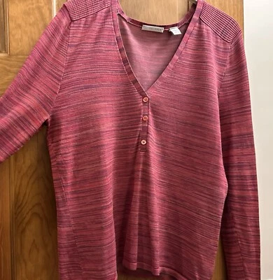Halogen Nordstrom Long Sleeve Pullover Henley Sweater Blouse Silk Blend Large - Image 1 of 4