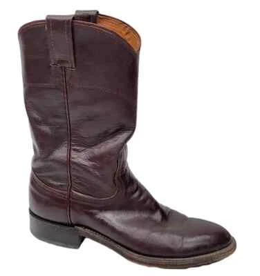 Botas Nocona Feminina 6A Couro Marrom Escuro Vermelho Bota de Cowgirl Ocidental Texas EUA - Imagem 1 de 4