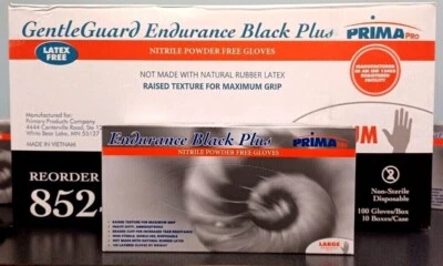 PRIMAPRO Nitrile Gloves 8 Mil Diamond Texture Black Endurance Plus Case of 1,000 PCS
