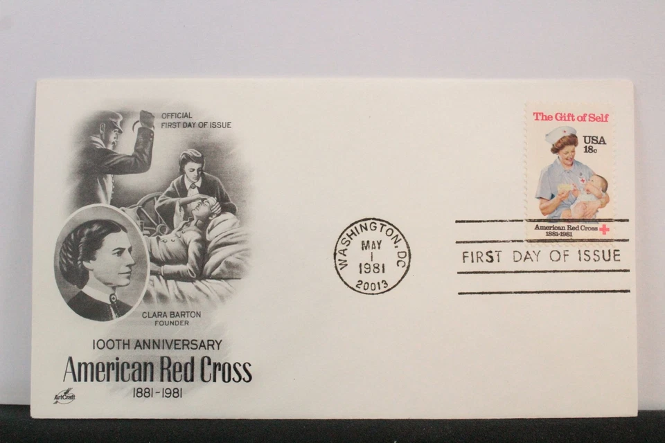USPS FDC #1910 – 1981 18c American Red Cross Centennial ArtCraft  ST1295 - Image 1 of 3