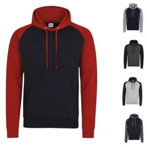 Sudadera con capucha de béisbol AWDis para hombre | Suéter con capucha con manga de contraste - Imagen 1 de 12