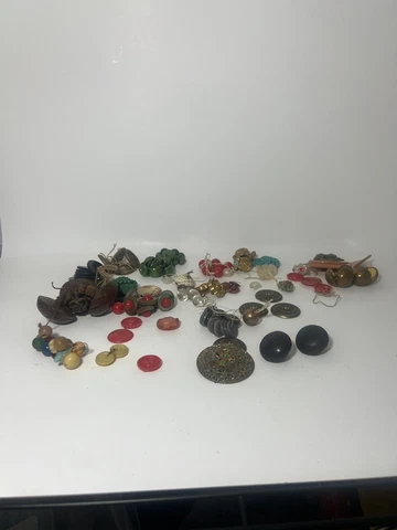 Lot of Antique Misc Buttons Pendants Buckles Vintage Rare Cover