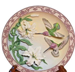 Hummingbird 3D Collector Plate "Anna's with Lily" 1998 Treasures of the Sky - Picture 1 of 12