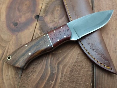 Cuchillo de caza de supervivencia lavado con ácido de acero al carbono 1095 hecho a mano personalizado hoja fija Foto 1 de 4