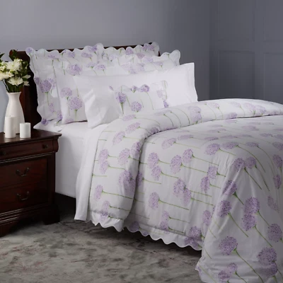 MATOUK CHARLOTTE QUEEN FITTED FLAT SHEETS SHAMS 6p SET SCALLOPED LAVENDER FLOWER - Image 1 of 4