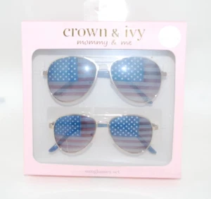 Matching Mommy and Me Sunglasses Aviator, American Flag New, Boxed set - Picture 1 of 2